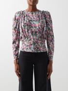 Isabel Marant - Zarga Floral-print Silk-blend Blouse - Womens - Pink Multi