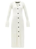 Matchesfashion.com Proenza Schouler - Buttoned Rib-knitted Midi Dress - Womens - White