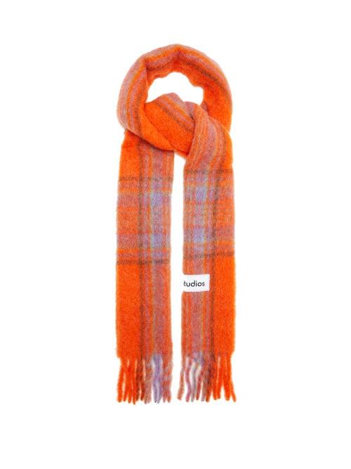 Acne Studios - Cassiar Tartan Wool Scarf - Womens - Brown Multi