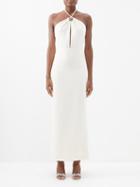 Staud - Abigail Halterneck Crepe Dress - Womens - Ecru