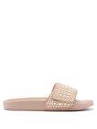 Ladies Shoes Jimmy Choo - Fitz Faux-pearl Embellished Canvas Slides - Womens - Light Pink