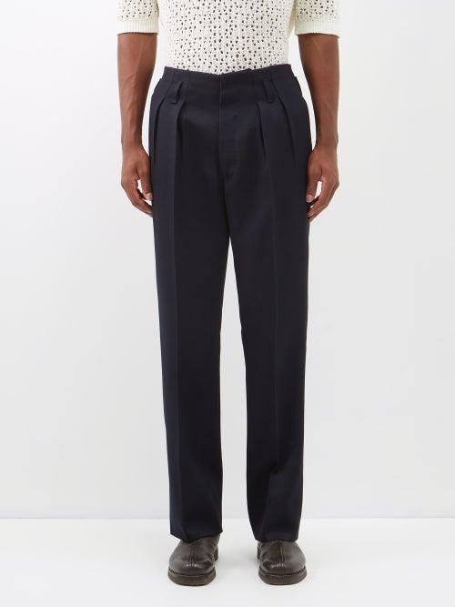 Giuliva Heritage - Gustavo Pleated Wool-drill Trousers - Mens - Navy