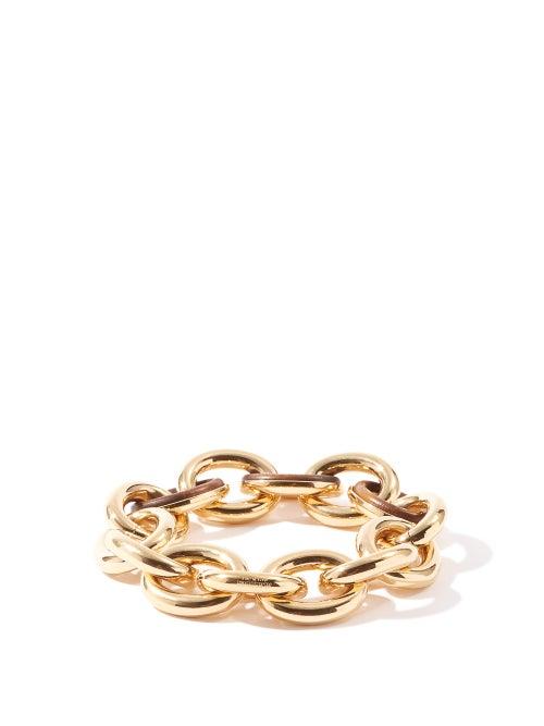 Matchesfashion.com Jil Sander - Eclipse Wood And Gold-tone Link Bracelet - Womens - Brown Gold