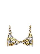 Matchesfashion.com Reina Olga - Luca Knotted-front Tiger-print Bikini Top - Womens - White Print