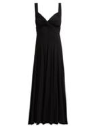 Matchesfashion.com Norma Kamali - Ruched Flared Jersey Midi Dress - Womens - Black