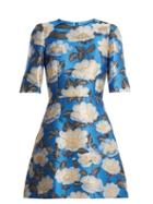 Matchesfashion.com Dolce & Gabbana - Floral Jacquard Silk Blend Dress - Womens - Blue Multi