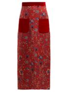 Matchesfashion.com Rebecca De Ravenel - Lily Print Cloqu Skirt - Womens - Red Multi