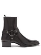 Matchesfashion.com Saint Laurent - Wyatt Harness-strap Leather Boots - Mens - Black