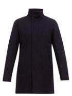 Matchesfashion.com Herno - Funnel Neck Wool Blend Overcoat - Mens - Navy