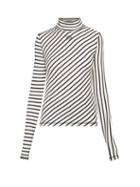 Matchesfashion.com Loewe - Diagonal Striped High Neck Jersey Sweater - Womens - Navy White