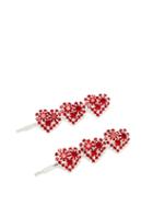 Matchesfashion.com Art School - Heart Crystal-embellished Hair Slides - Womens - Red