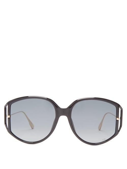 Matchesfashion.com Dior Eyewear - Diordirection Oversized Round Acetate Sunglasses - Womens - Black