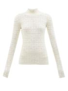 Givenchy - High-neck Logo-jacquard Open-knit Top - Womens - White