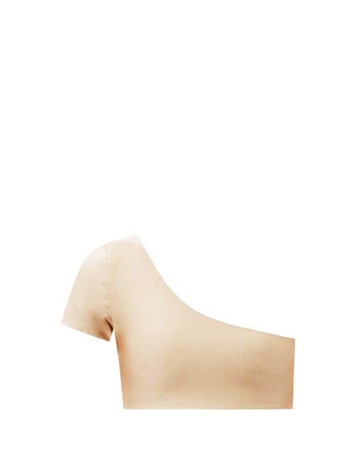 Matchesfashion.com Jade Swim - Gemma One-shoulder Metallic-jersey Bikini Top - Womens - Light Grey