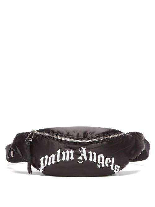 Palm Angels - Logo-print Satin Belt Bag - Mens - Black White