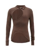 Matchesfashion.com Ludovic De Saint Sernin - Cutout Point-collar Knitted Polo Shirt - Mens - Dark Brown
