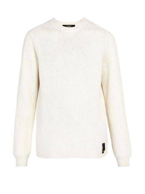 Matchesfashion.com Fendi - Ff Patch Wool Sweater - Mens - Cream