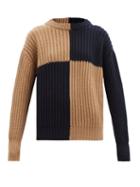 Matchesfashion.com Connolly - Block-colour Ribbed Wool Sweater - Womens - Beige Navy
