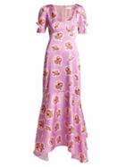 Matchesfashion.com Peter Pilotto - Graphic Floral Print Silk Dress - Womens - Fuchsia