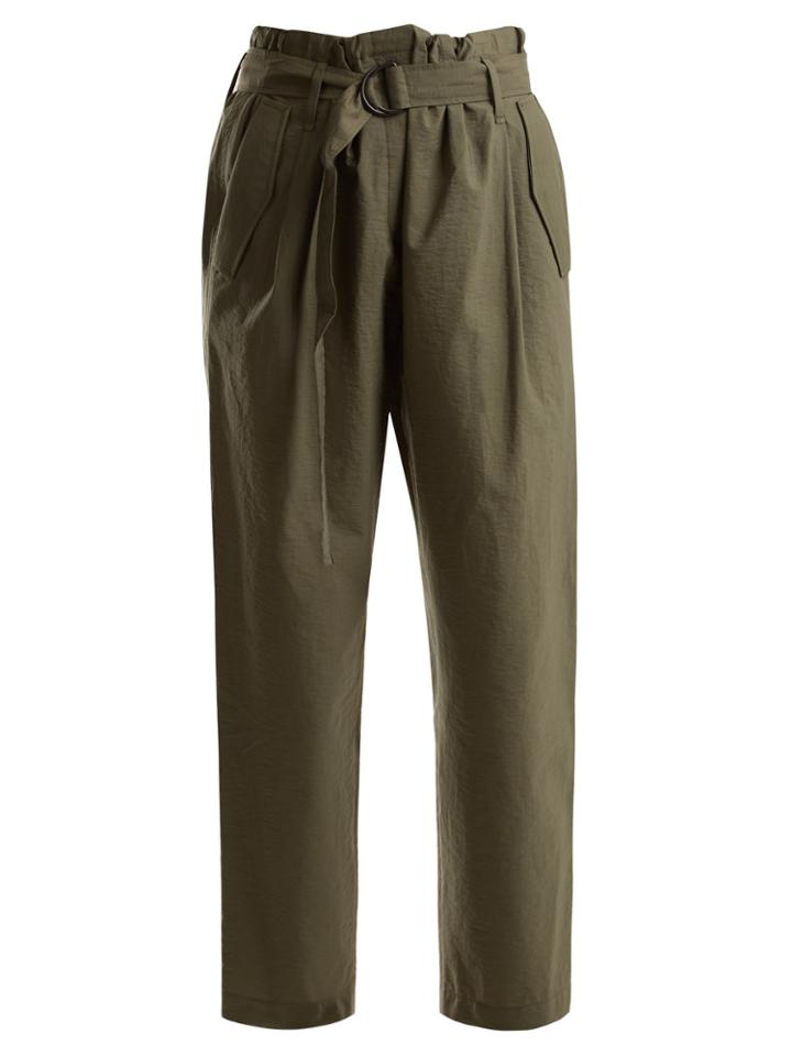 Brunello Cucinelli Paperbag-waist Cropped Cotton-blend Trousers