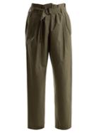 Brunello Cucinelli Paperbag-waist Cropped Cotton-blend Trousers