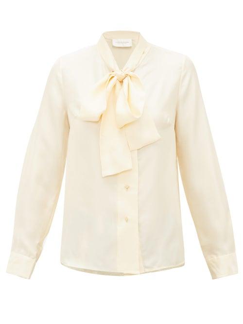 Matchesfashion.com La Prestic Ouiston - Cipriani Silk Faille Pussybow Blouse - Womens - Ivory