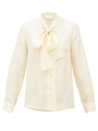 Matchesfashion.com La Prestic Ouiston - Cipriani Silk Faille Pussybow Blouse - Womens - Ivory