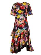 Matchesfashion.com Preen By Thornton Bregazzi - Elizabeth Floral Print Matelass Dress - Womens - Black Multi