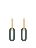 Matchesfashion.com Burberry - Mismatched Gold Plated Link Drop Earrings - Womens - Green