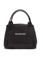 Matchesfashion.com Balenciaga - Cabas S Logo-print Leather-print Canvas Tote Bag - Womens - Black