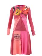 Marine Serre - Upcycled Cotton-jersey Dress - Womens - Pink