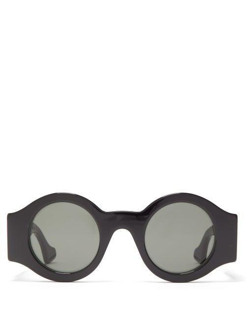 Matchesfashion.com Gucci - Gg Hardware Round Acetate Sunglasses - Womens - Black