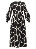 Matchesfashion.com Valentino - 1966 Giraffe-print Wool-blend Dress - Womens - Black White