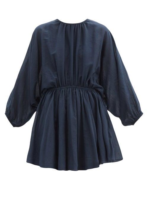 Matchesfashion.com Loup Charmant - Kitta Open-back Organic-cotton Mini Dress - Womens - Navy