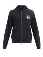 Matchesfashion.com Giorgio Armani - Logo-roundel Mesh-jersey Zip-through Sweater - Mens - Black