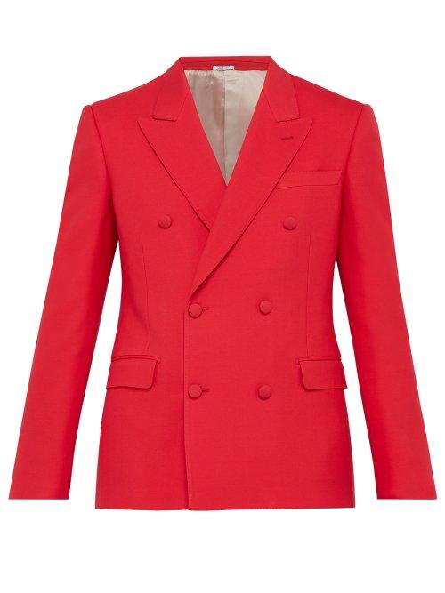 Matchesfashion.com Alexander Mcqueen - Double Breasted Wool Blend Twill Blazer - Mens - Pink