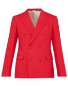Matchesfashion.com Alexander Mcqueen - Double Breasted Wool Blend Twill Blazer - Mens - Pink