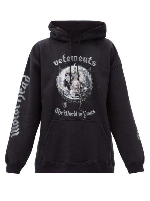 Matchesfashion.com Vetements - X Motrhead Printed Cotton-blend Hooded Sweatshirt - Mens - Black