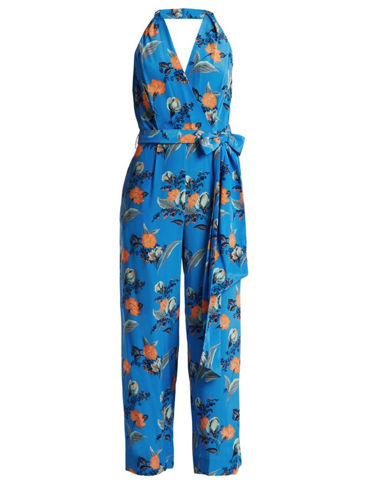 Diane Von Furstenberg Silese-print Wide-leg Silk Jumpsuit