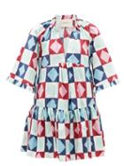 Ladies Beachwear La Doublej - Dove Diamond Dots-print Cotton Mini Dress - Womens - Burgundy Print