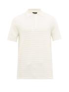Matchesfashion.com Dunhill - Striped Mulberry And Silk Knitted Polo Shirt - Mens - Beige