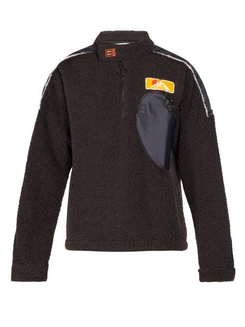 Matchesfashion.com Off-white - Contrast Panel Fleece Sweatshirt - Mens - Black