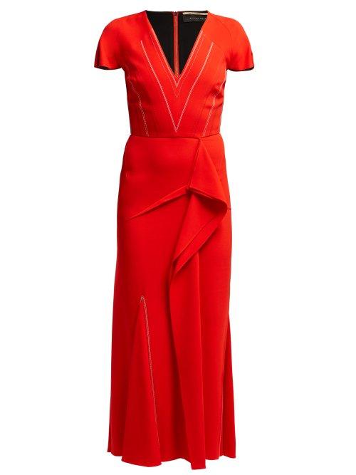 Matchesfashion.com Roland Mouret - Bates Draped Crepe Dress - Womens - Red Multi