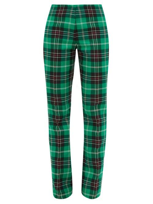 Matchesfashion.com Marine Serre - V Rise Tartan Tailored Trousers - Womens - Green