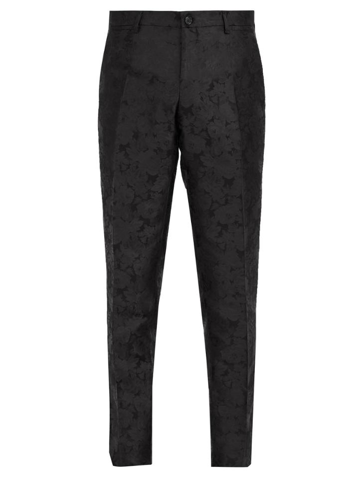 Dolce & Gabbana Tailored Floral-jacquard Silk Trousers
