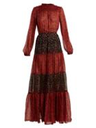 Matchesfashion.com Raquel Diniz - Gloria Floral Print Panelled Dress - Womens - Red Print