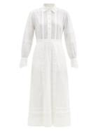 Matchesfashion.com Mimi Prober - Rosa Pintuck-pleated Organic-cotton Shirt Dress - Womens - White