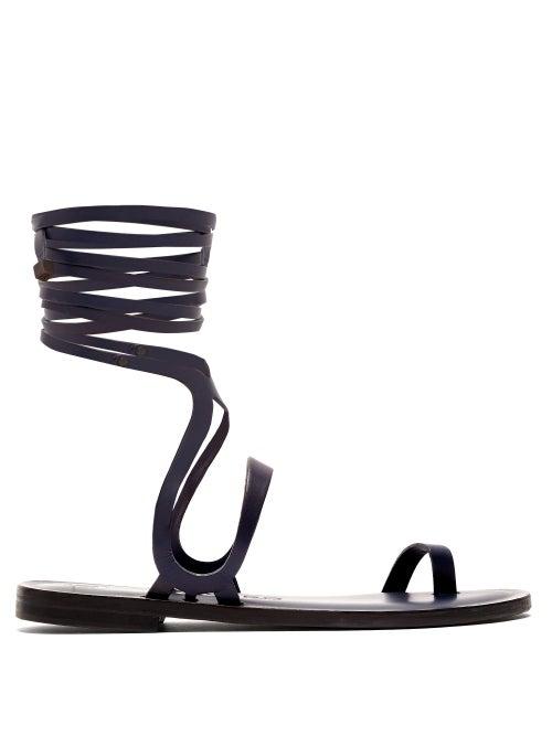 Matchesfashion.com Lvaro - Alea Wraparound Leather Sandals - Womens - Navy