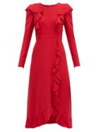Matchesfashion.com Giambattista Valli - Ruffled Boucl Midi Dress - Womens - Red