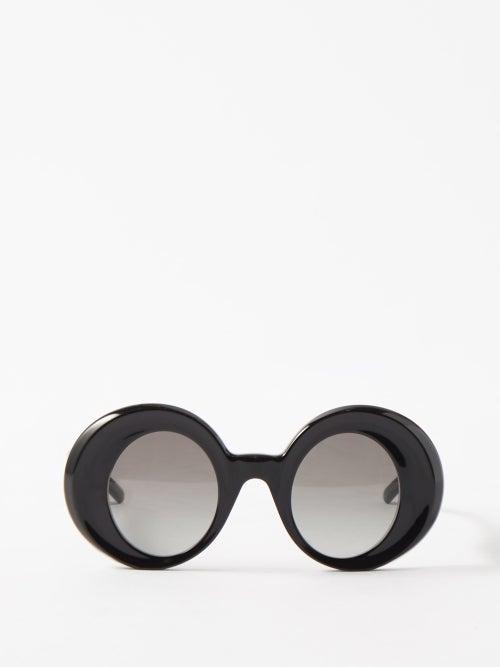 Loewe Eyewear - Oversized Round Acetate Sunglasses - Womens - Black Grey